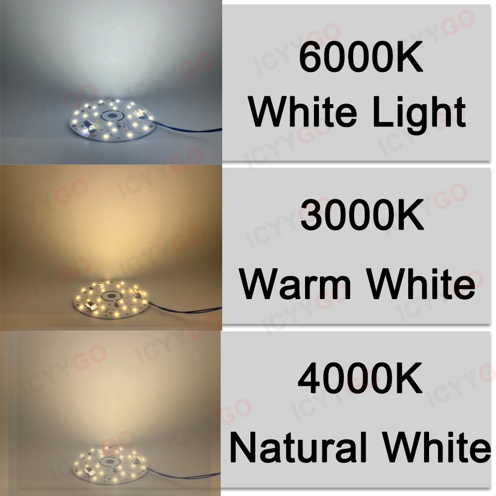 220V Driverless LED Light Board 5W 6W 10W 12W 15W 3000K-6000K Round Bulb Pendant Light Downlight Accessory Light Source Board image 2