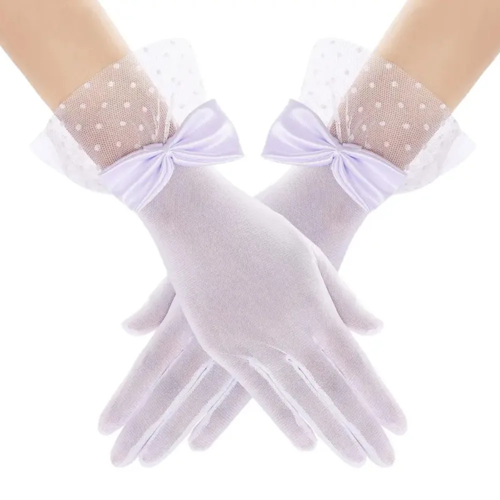 

Elegant Sweet Black Lace Gloves Polka Dot Mesh Wedding Bridal Gloves White Vintage Long Finger Mittens Dress Accessories