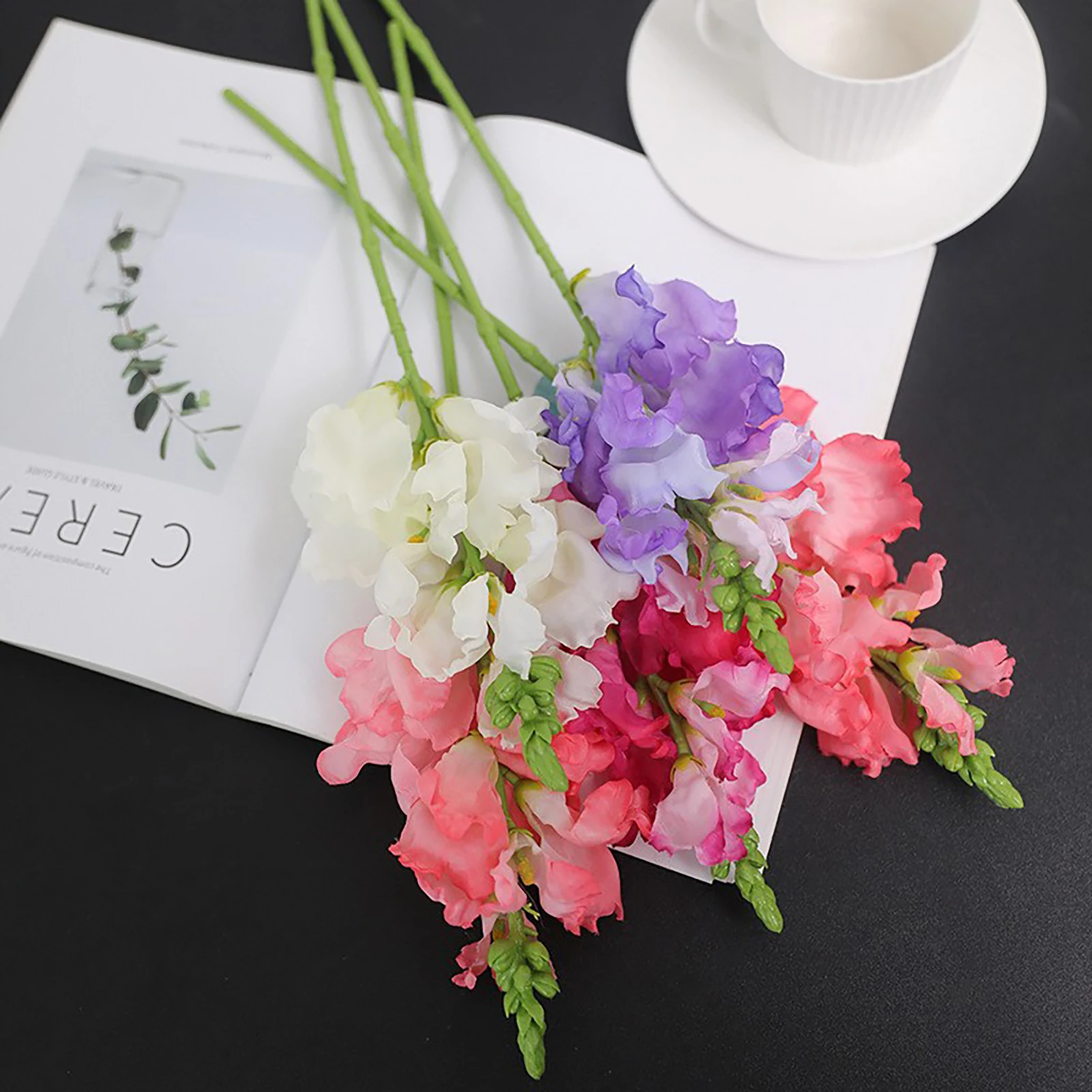 6Pcs Artificial Flower, Simulation Plastic Silk Snapdragon Flower, Home Decoration for Holiday and Wedding, 41cm Length