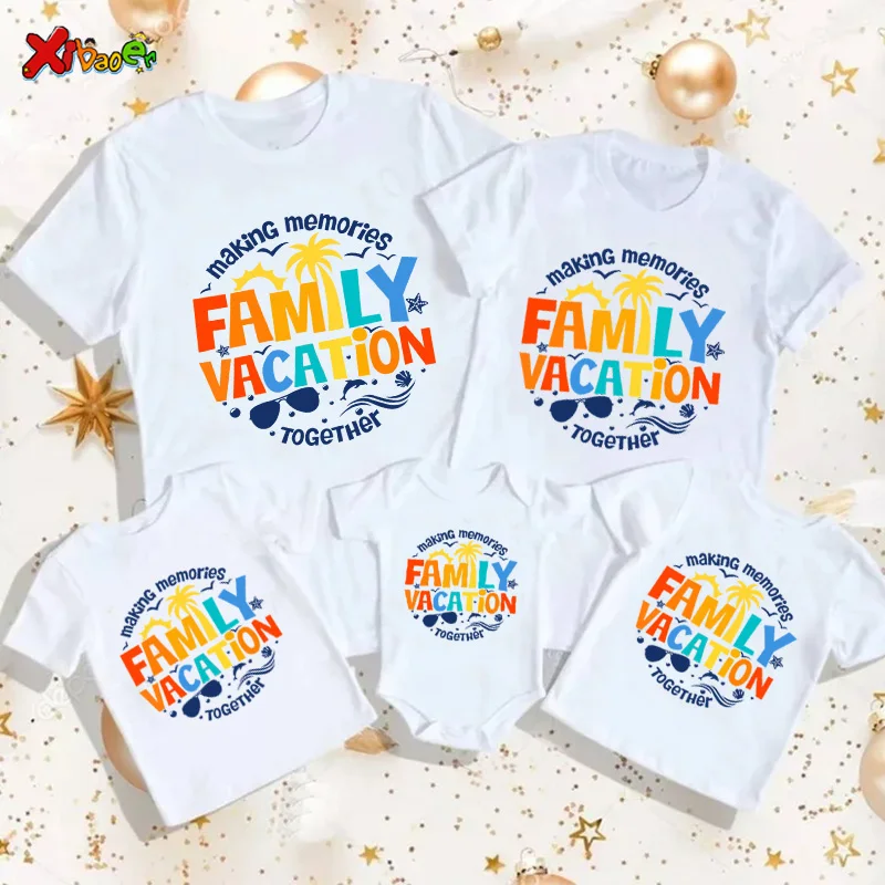 Family Vacation T Shirt 2024 Matching Family Outfits Family Trip Shirts Kids Party Clothes Family Look Mom and Daughter Matching