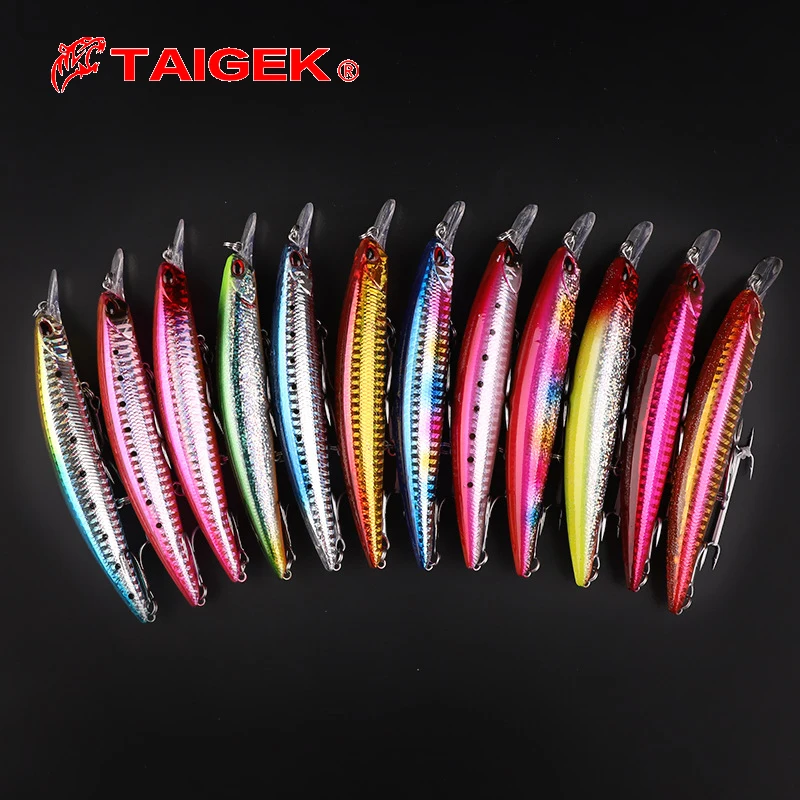 

Тонущие лучшие рыболовные приманки TAIGEK, 2 шт./комплект, 120 мм, 27g3g, жесткая рыболовная приманка в виде гольяна в соленой воде, длинные жесткие приманки для забрасывания