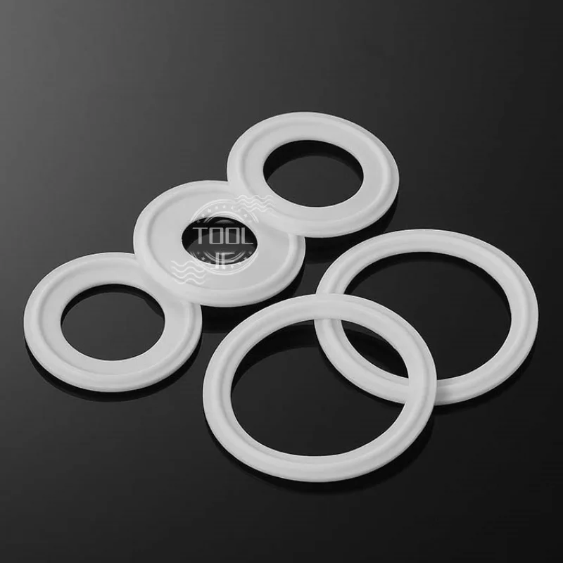 

White High-temperature resistant gasket PTFE Grooved Gasket Fits sanitary-grade sealing gasket High hardness QTY:1/2/5PCS