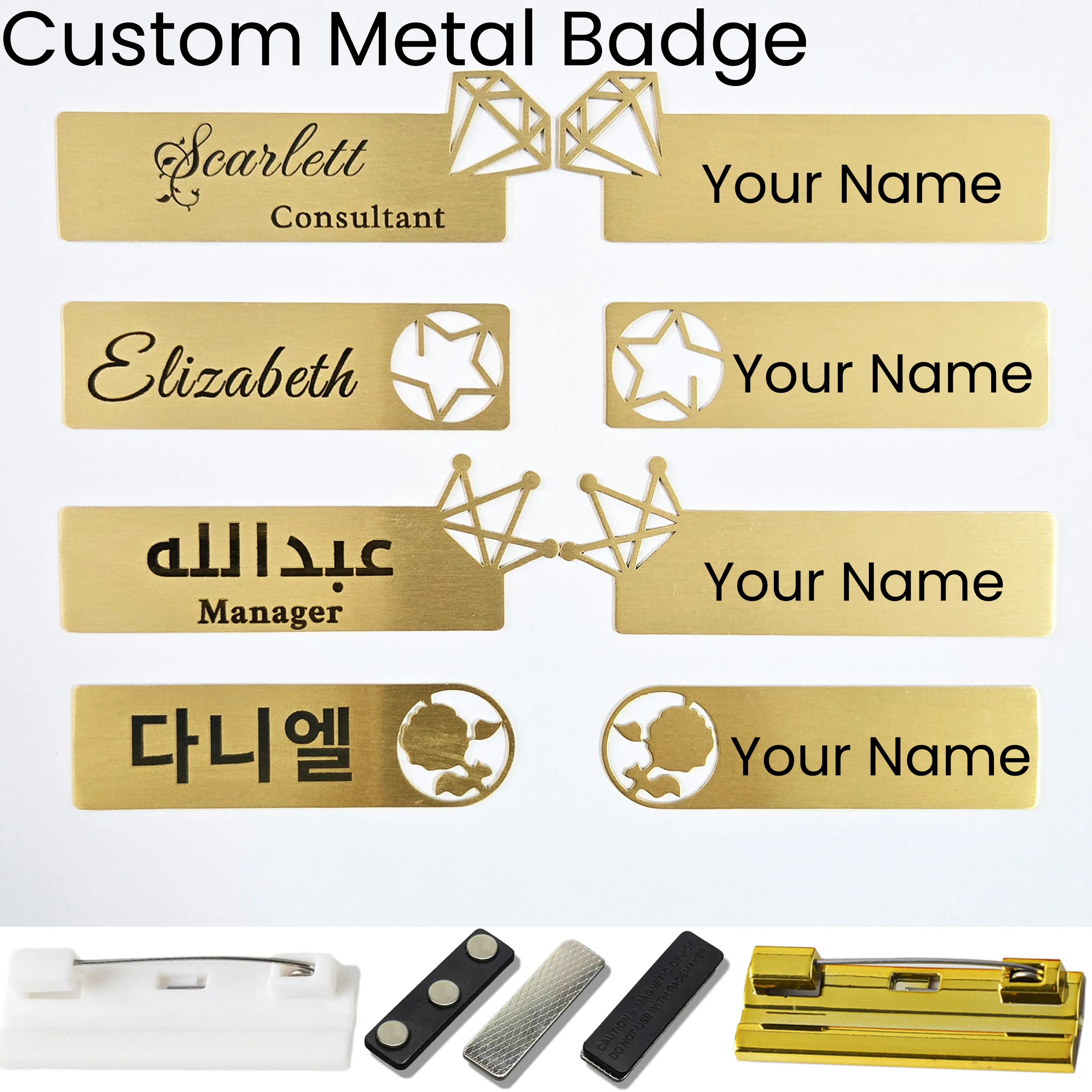 Customized Brooch Pin Personalize Engrave Your Text Logo Business ID Plate Copper Letterbox Mailbox Tag Name Badges