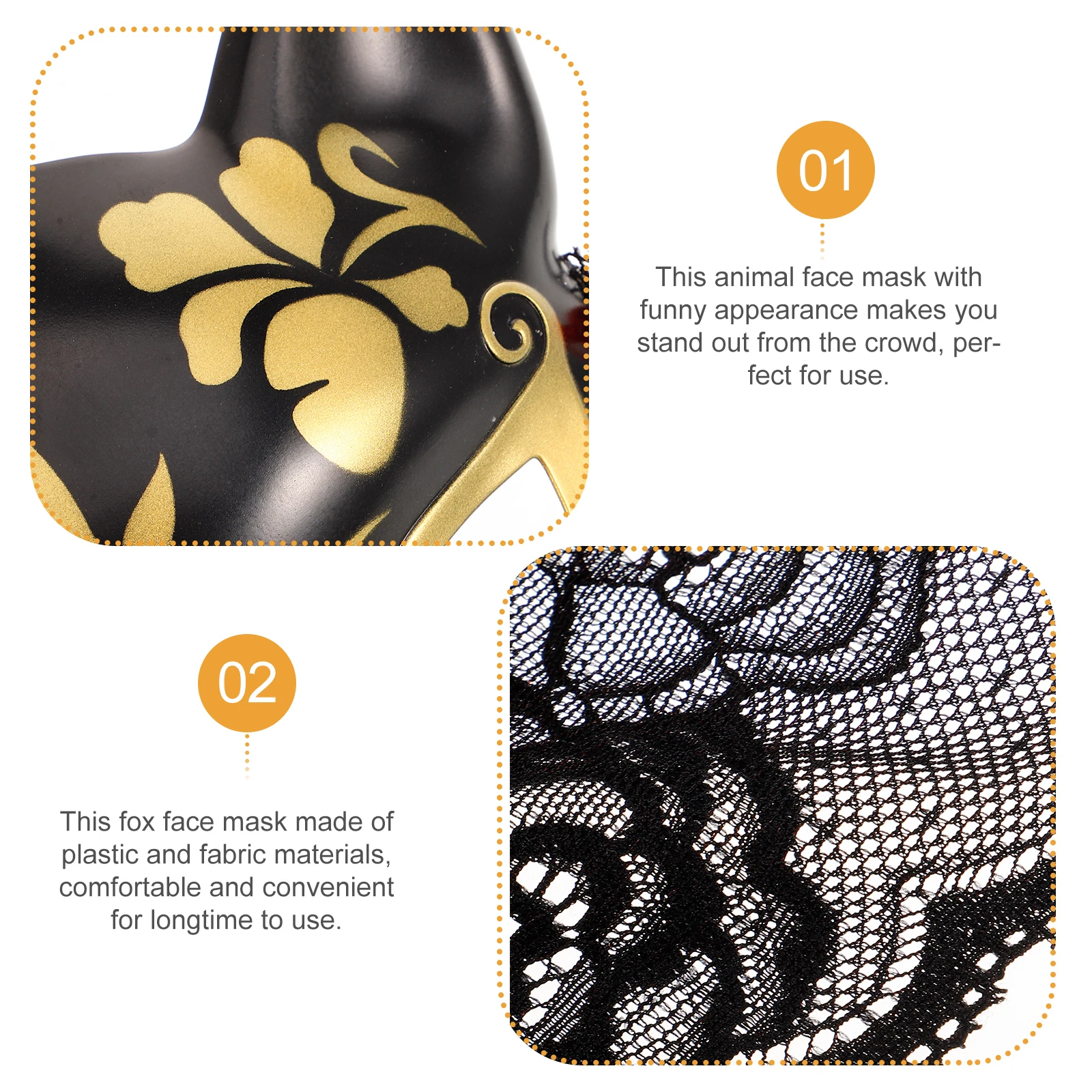 

Plastic Fabric Fox Costume Party Masquerade Cosplay Halloween Carnival Decorative Animal Mask For Women Men Reusable Lightweight