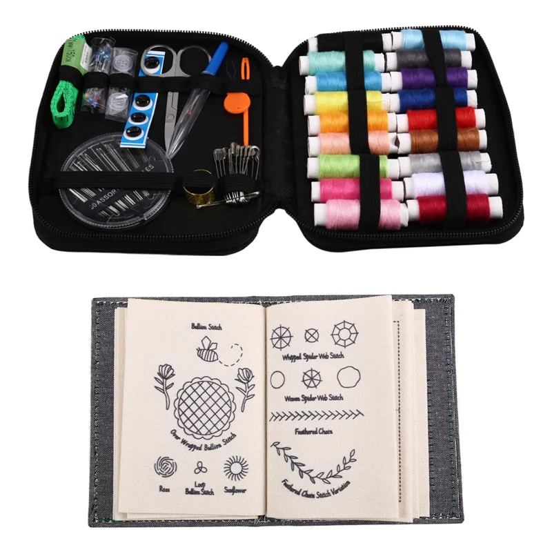 ABKS-DIY Stitch Book With Tool Set,Embroidery Felt Book With Needle And Thread Sewing Patterns For Beginners,Embroidery Gift