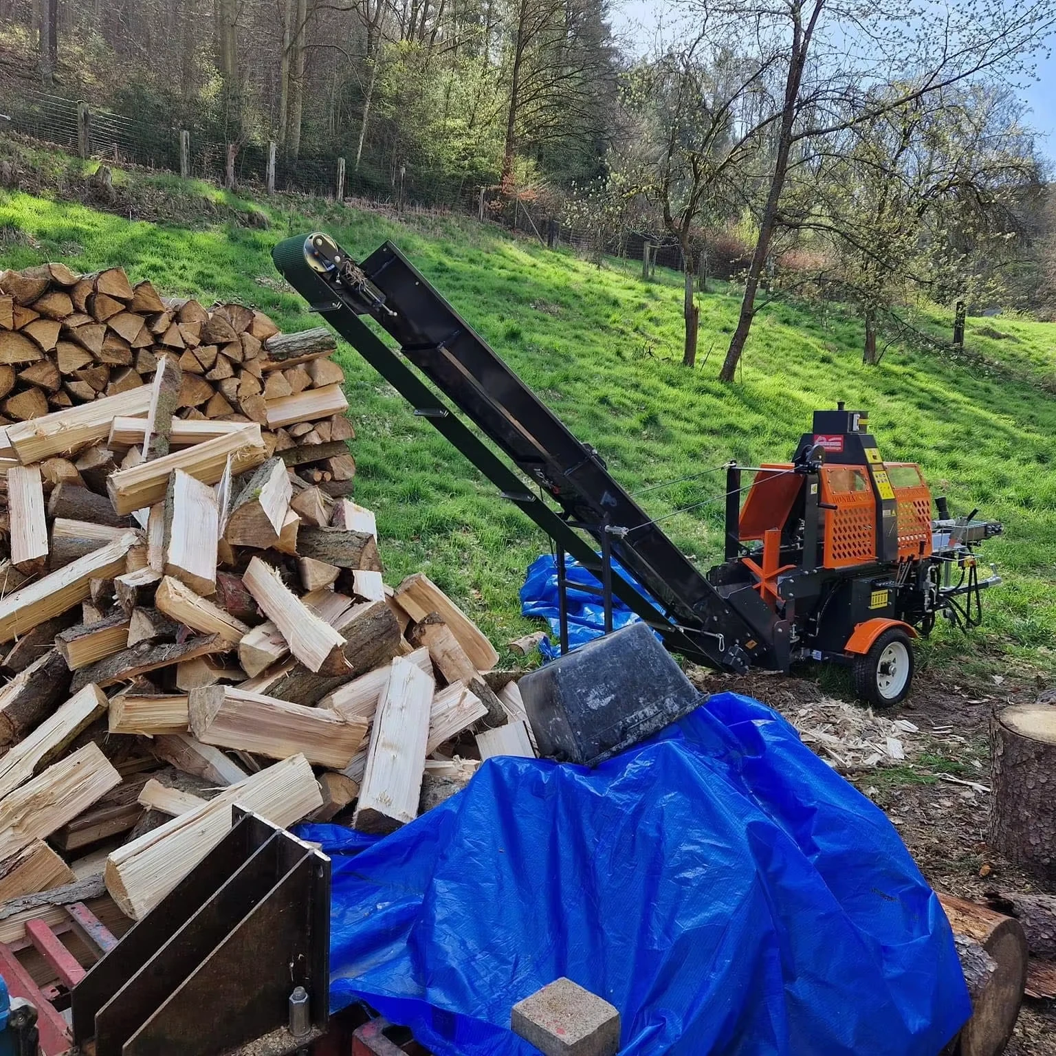 

202520 Ton Forestry Machinery Fire Log Firewood Processor Circular Saw Automatic Log Splitter Wood Cutting Machine