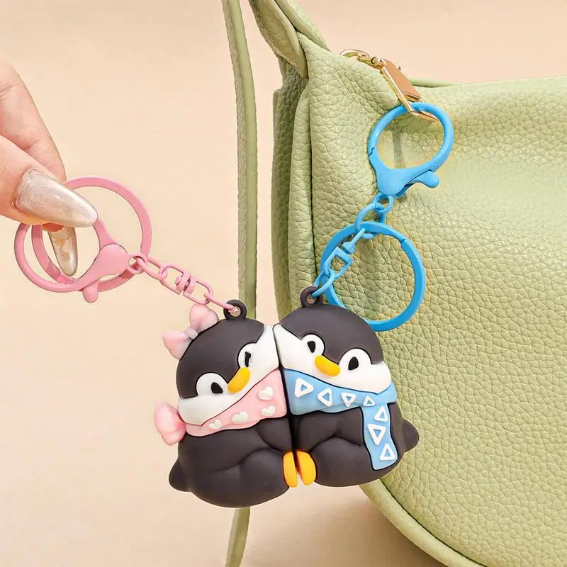 Pinguin Schlüsselanhänger magnetische Paare Pinguin Anhänger für Tasche Cartoon Pinguin Liebhaber Schlüsselanhänger Schmuck für Taschen Rucksäcke Einkaufstasche