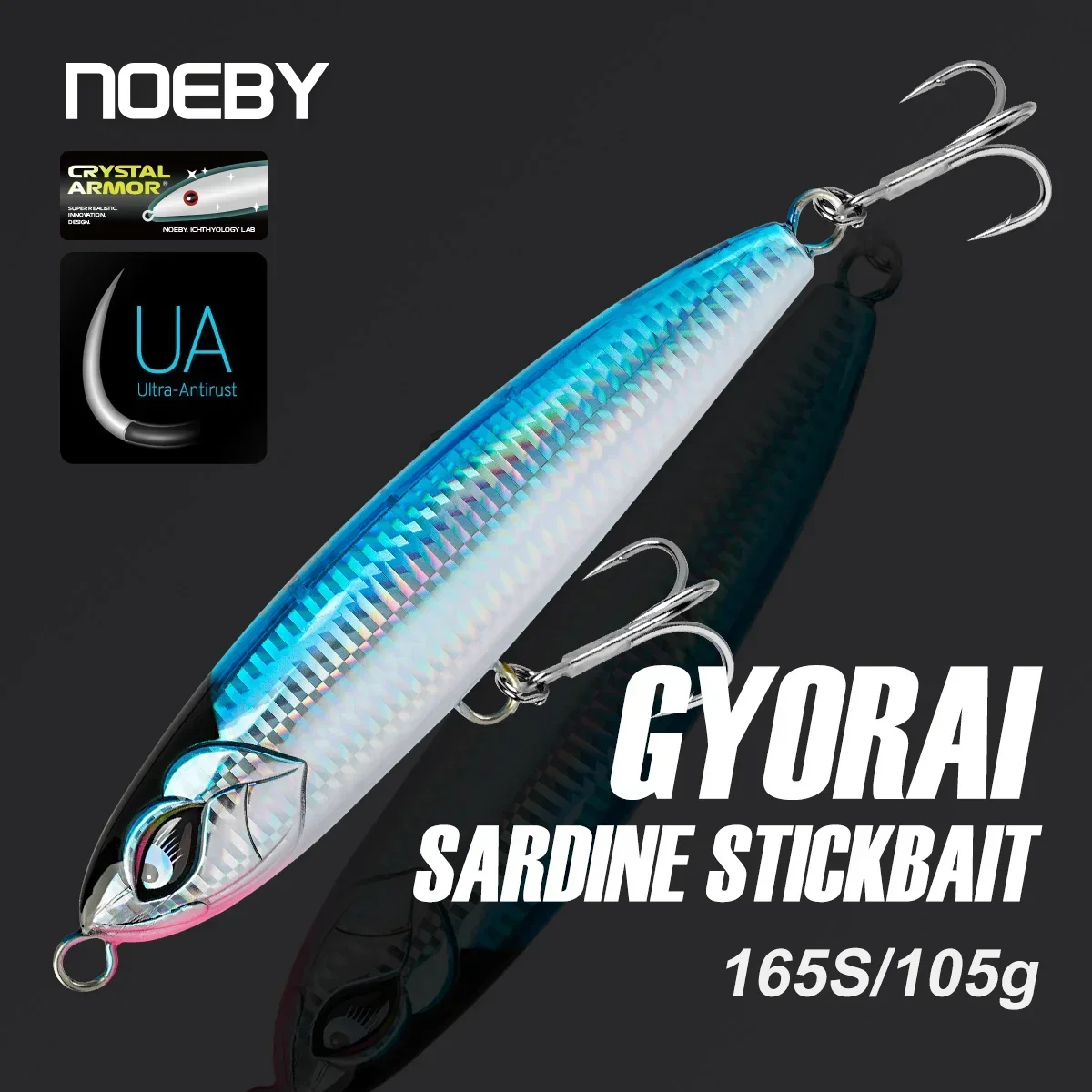 Noeby-Stickbait Fishing Lure 165mm 105g Sinking Pencil Wobbler, Reinforced Artificial Hard Bait, Sea Tuna GT Fishing Lures