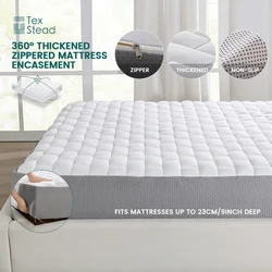 Mattress Protector Zippered 360°, Waterproof Mattress Cover, Heavy Duty Noiseless Mattress Encasement