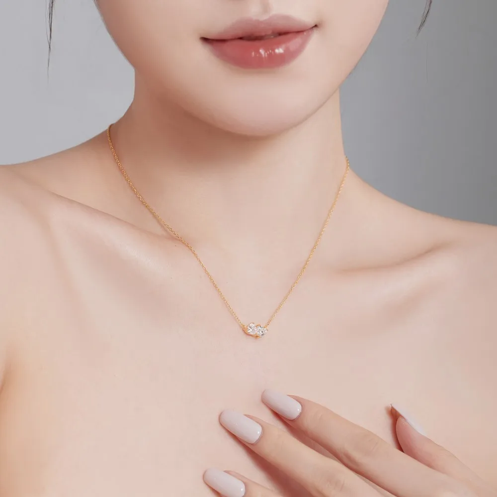 Collar de plata de ley S925 con incrustaciones de circonita, versión coreana, corazones de mujer