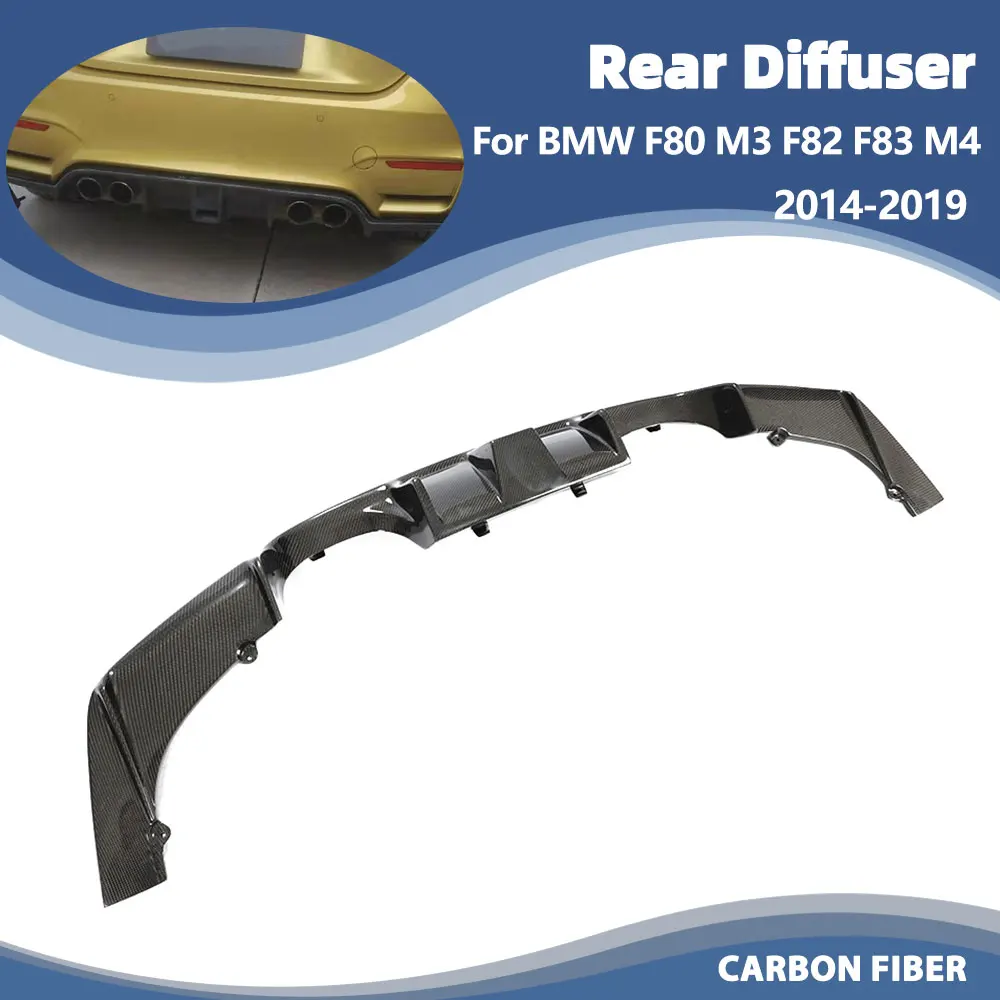 

Задний бампер из углеродного волокна, диффузор, спойлер для BMW F80 M3 F82 F83 M4 2014-2019, задний диффузор со светодиодной подсветкой