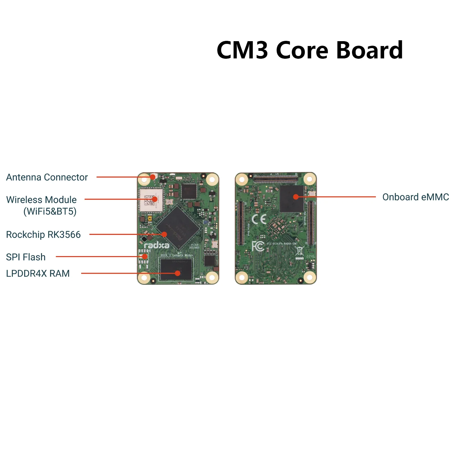 Imagem -04 - Módulo de Computação Radxa Cm3 Baseado em Rockchip Rk3566 Soc Quad-core Arm Cortex-a55compatível com Rodapé Raspberry pi