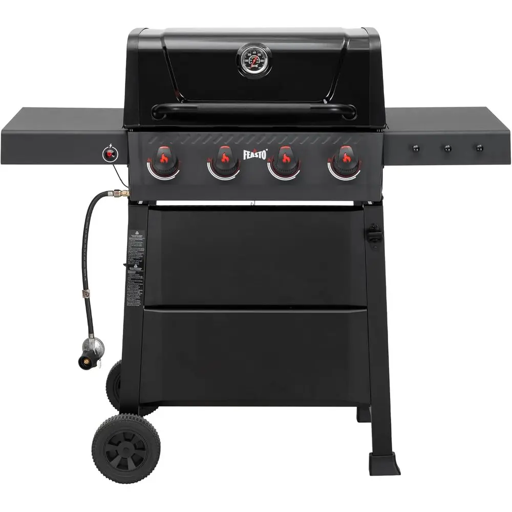 

36,000 BTU 4-Burner Outdoor Gas Grill with Side Shelf, Premium Enameled Body and Porcelain-Coated Grates