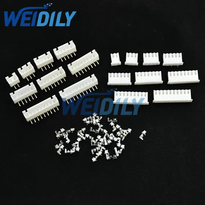 20 Sets XH2.54 wire Connector XH 2.54mm Right Angle Curved pin Header + Housing + Terminal for PCB Car 2/3/4/5/6/7/8/9/10Pin