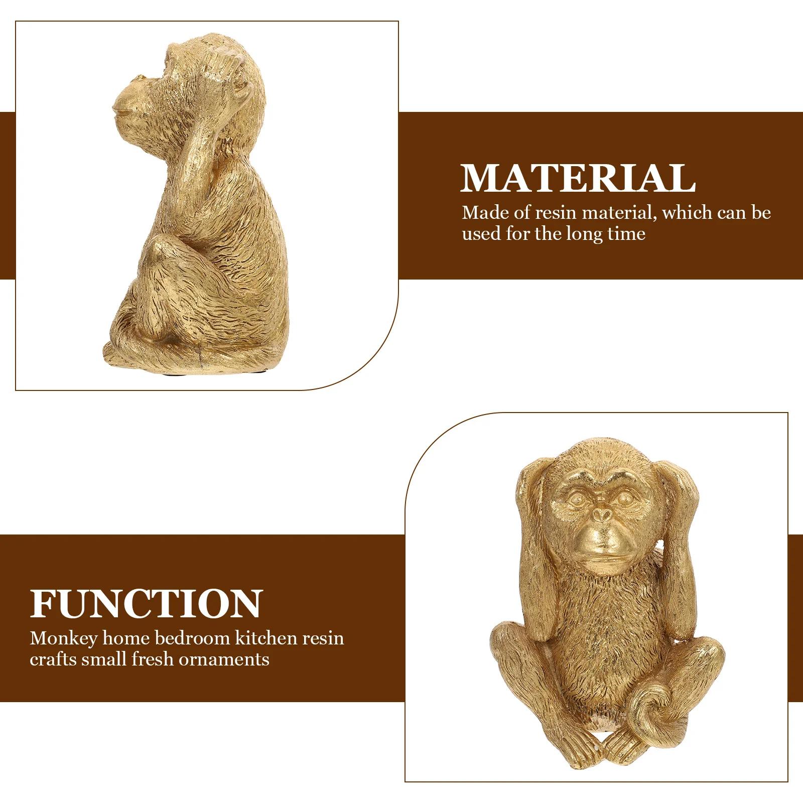 

Small Resin Craft Monkey Statue Space Saving Decorative Piece for Desk Room Corner Exquisite Detailing Lasting Resin Material