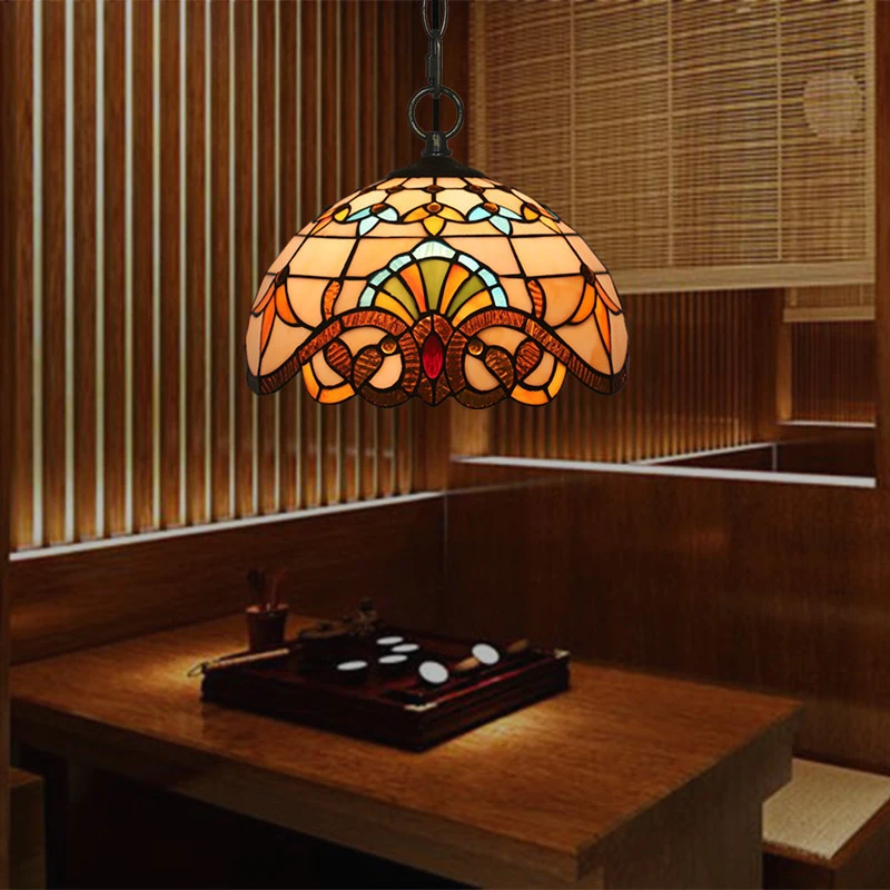 SOURA Modern Tiffany lampada a sospensione LED Creative Baroque European Stained Glass Chandelier Light for Home Dining Bar Decor