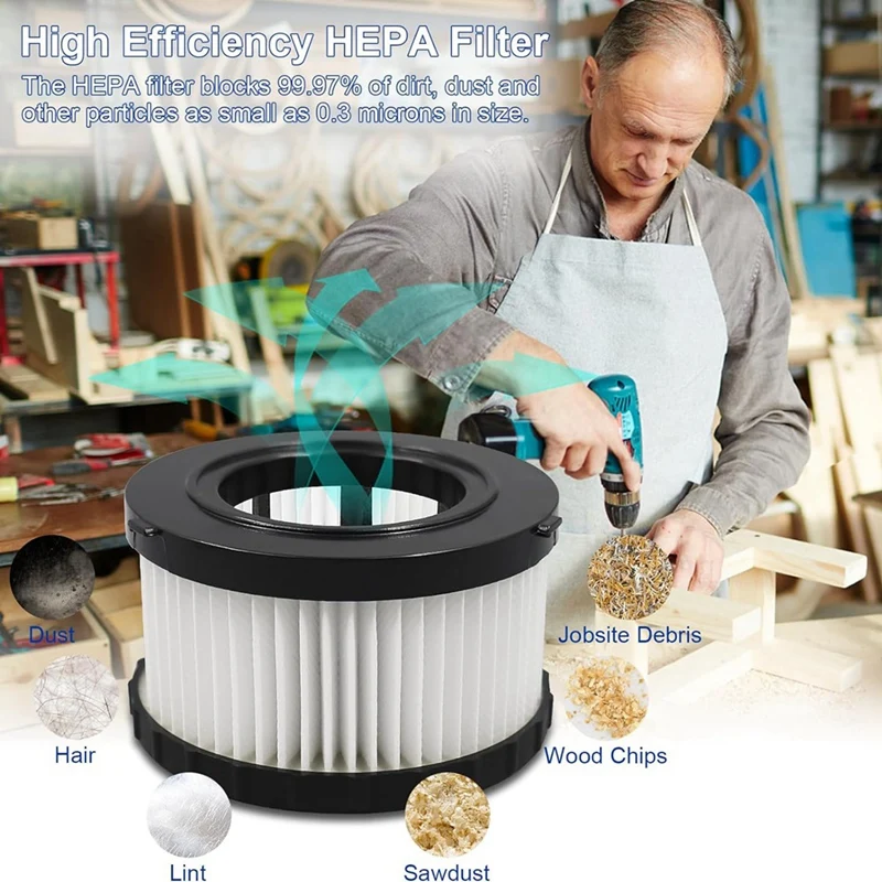 【Popular】Filtro HEPA de repuesto DC5151H para aspiradora en seco y húmedo Dewalt DC5151H DC515 DCV517 DCV517B, paquete de 6