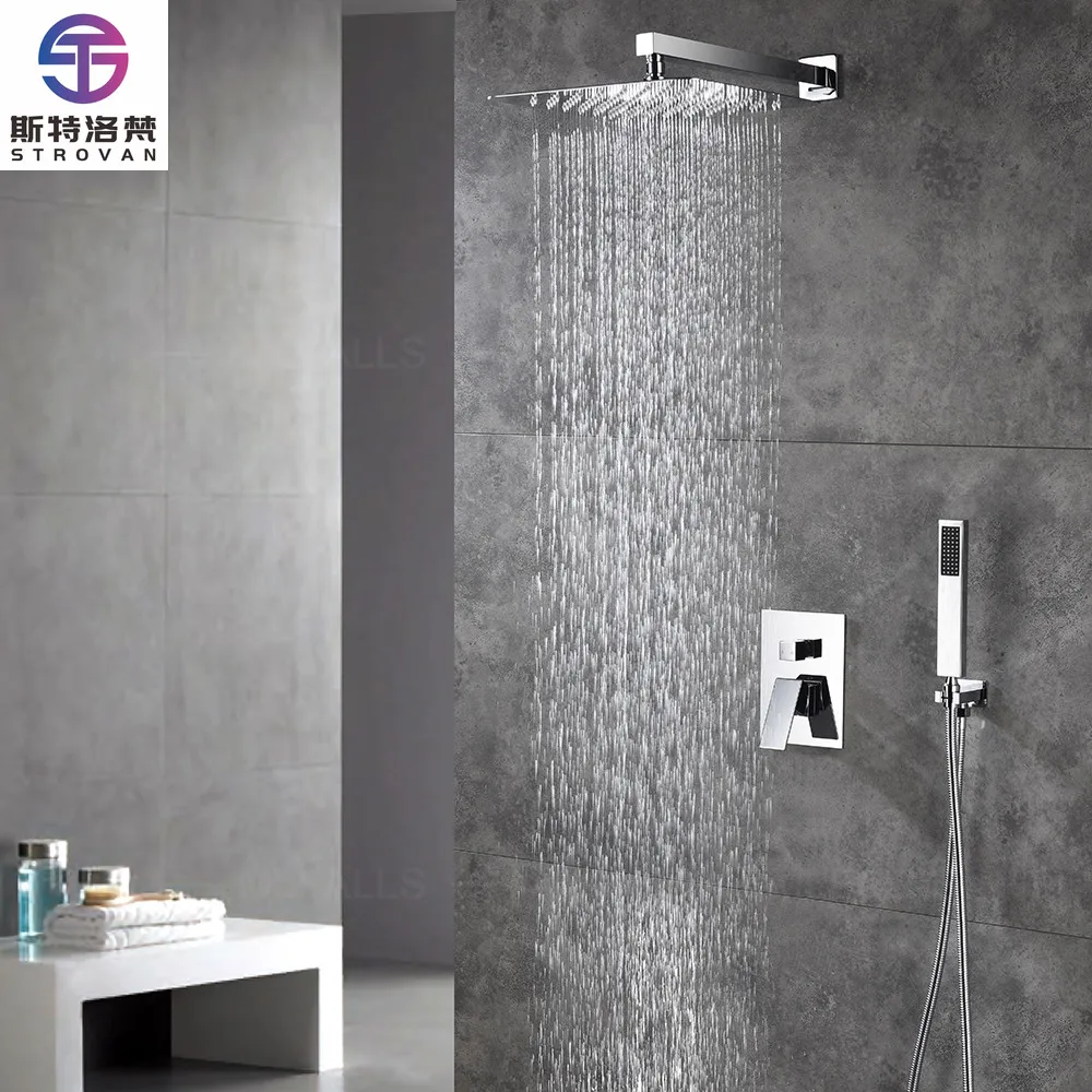 

2 Functions Balance Valve Black Shower Brushed Nickel Shower System