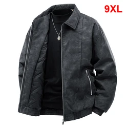 Vintage PU Jacket Men Motorcycle Biker Coat Plus Szie 9XL Fashion Casual Cargo Jacket Male PU Coat Black