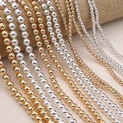 Polished Round Ball Stone Beads Silvery Hematite 2/3/4/6/8/10mm Loose Beads Spacers For Jewelry DIY Necklace Earrings Accessorie