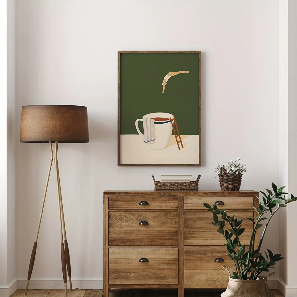 1pc Canvas Painting frameless Retro Coffee Diving Poster Canvas Painting Good Morning Coffee Lover Print Wall Art for Living Roo