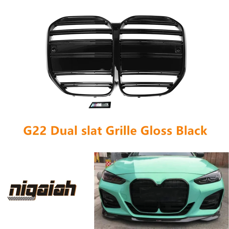 Front Center Grille Dual Slat Grille For BMW G22 4 Series Coupe 2 Doors 420i 430i 435i M440i 2021 ON