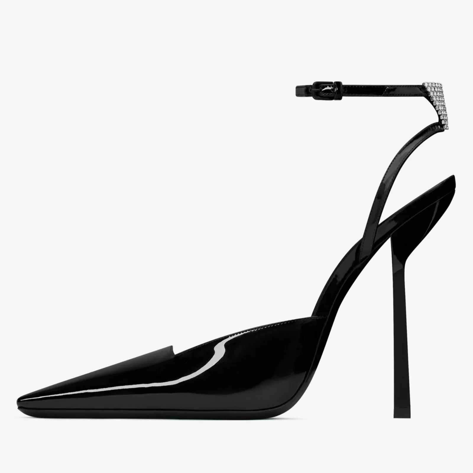 Patent Leather High Heel Back Sandals Rhinestone Sexy Pumps Buckle Pointed Toe Stiletto Women Shoes Sandalias Mujer Verano