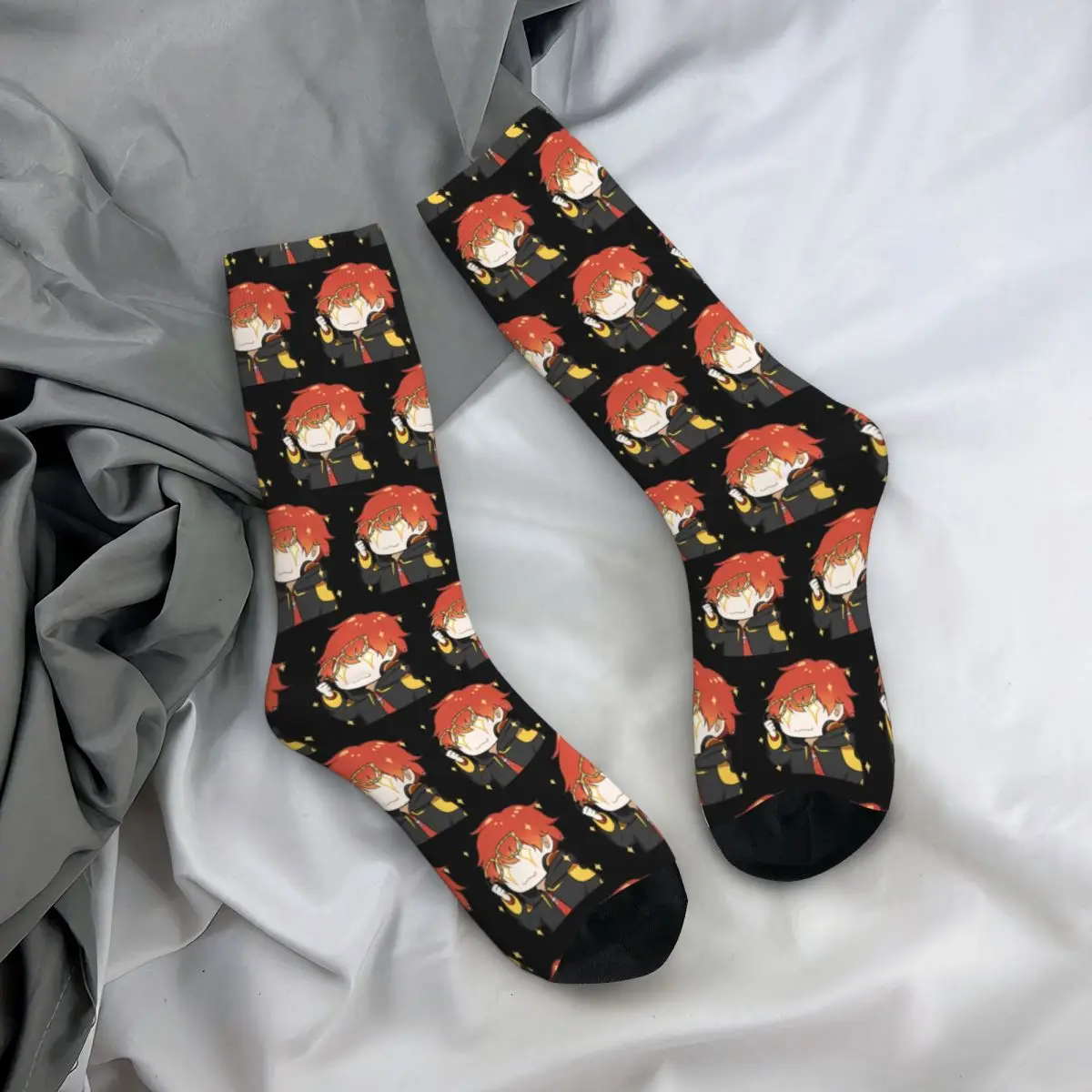 Mystic Messenger Sparkly 707 Emoticon Socks Men's Women's Fashion Socks Harajuku Spring Summer Winter Middle Tube Socks Gifts