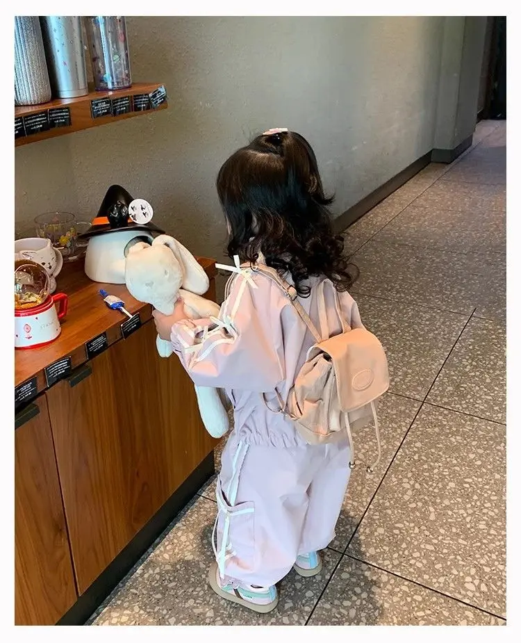 Koreanischer Stil, Jacke mit Schleife und Hose, zweiteiliges Set – lässiges Frühlingsoutfit für kleine Mädchen, Baby-Mädchen-Outfit-Set, Kleidung für kleine Mädchen. – Detail 9