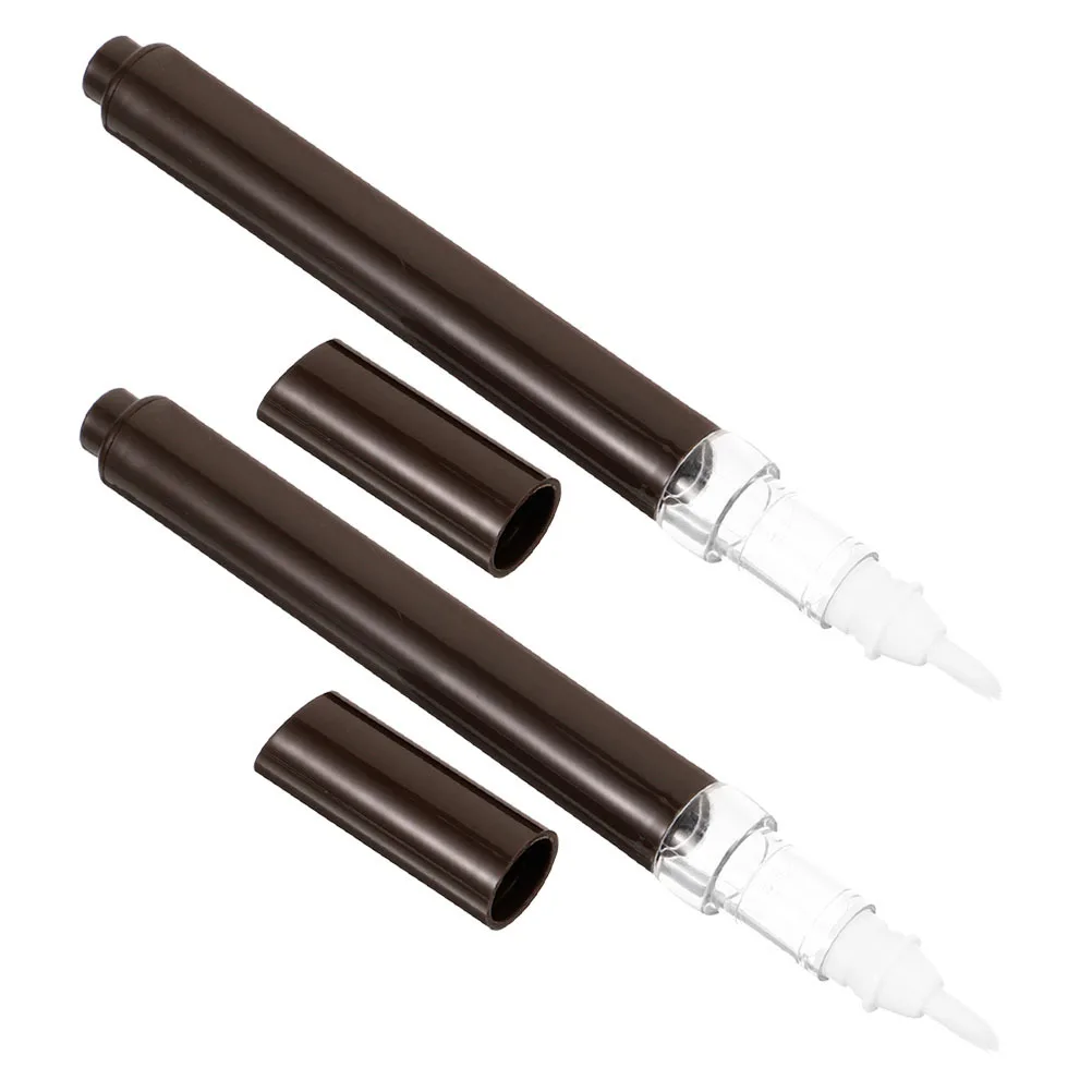 ลิปกลอสแบบปากกา 2 ชิ้น สีกาแฟ พร้อมหน้าต่างใส เติมน้ำมันบำรุงเล็บได้ หัวแปรงสำหรับทา ฟอกสีฟัน