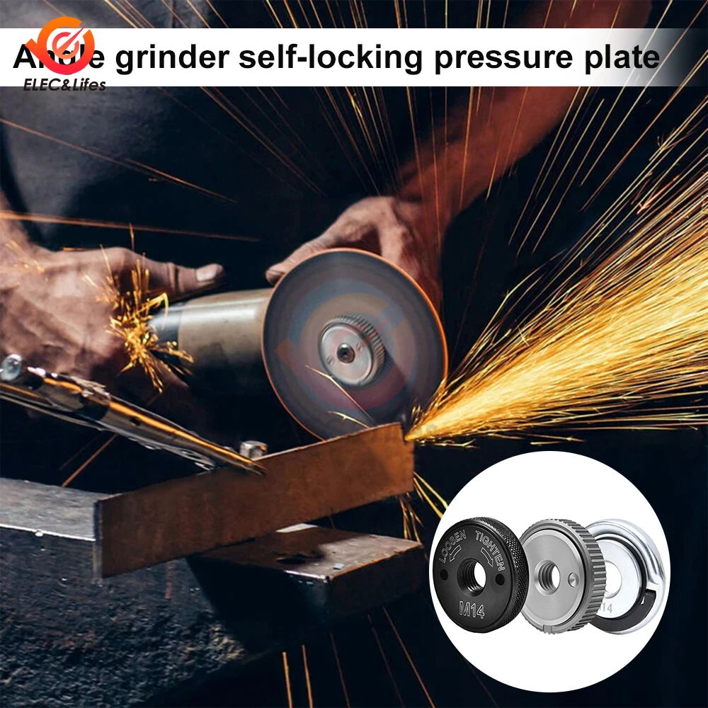 M14 14mm Hoekse Grinder Snelle Release Zelfsluitende Grinder Persplaat Flensmoer Power Chuck