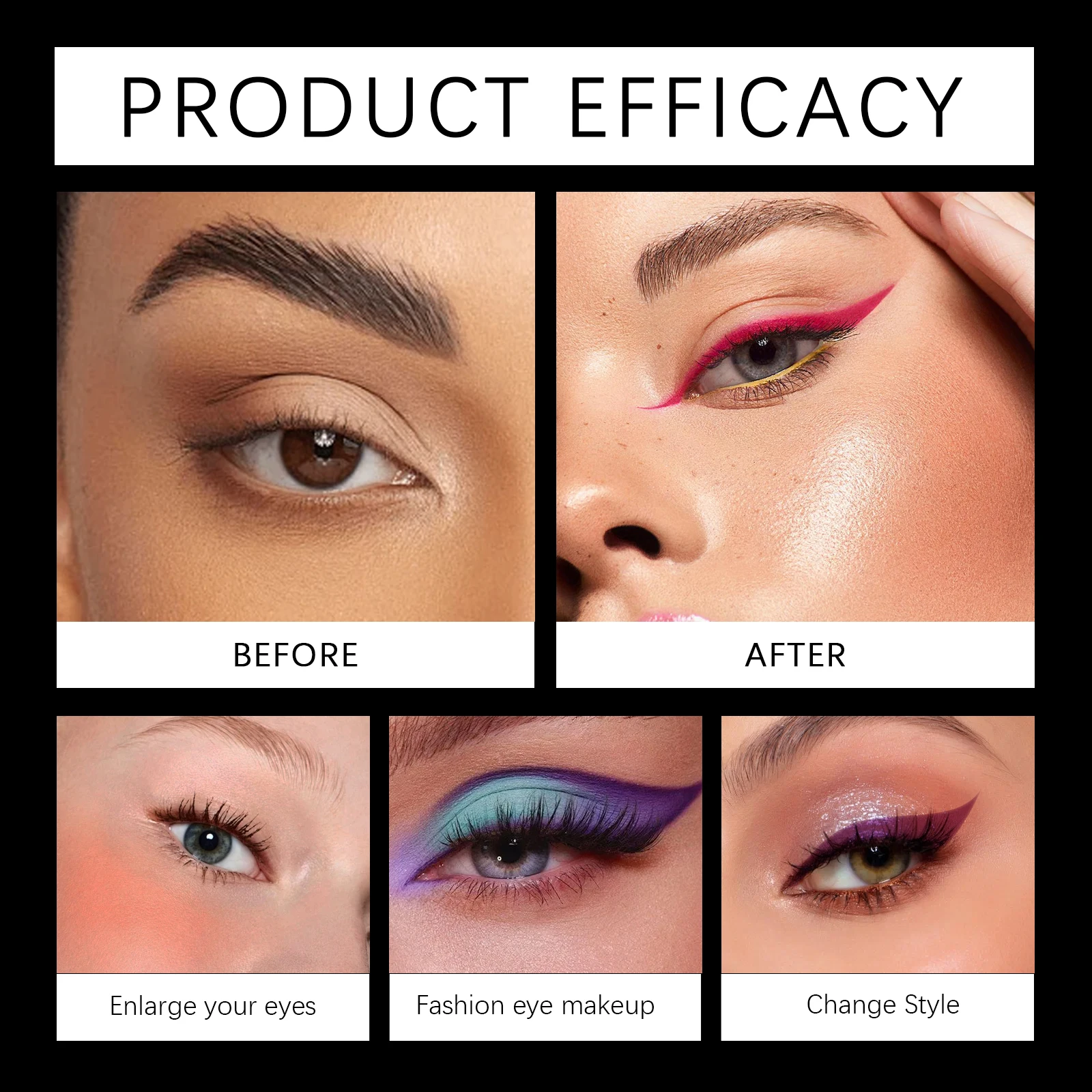 8-kleuren UV-neon eyelinerpotlood Gekleurde eyeliner Glad Sneldrogend Langdurig Waterdicht voor feestfestival Make-up Cosmetisch