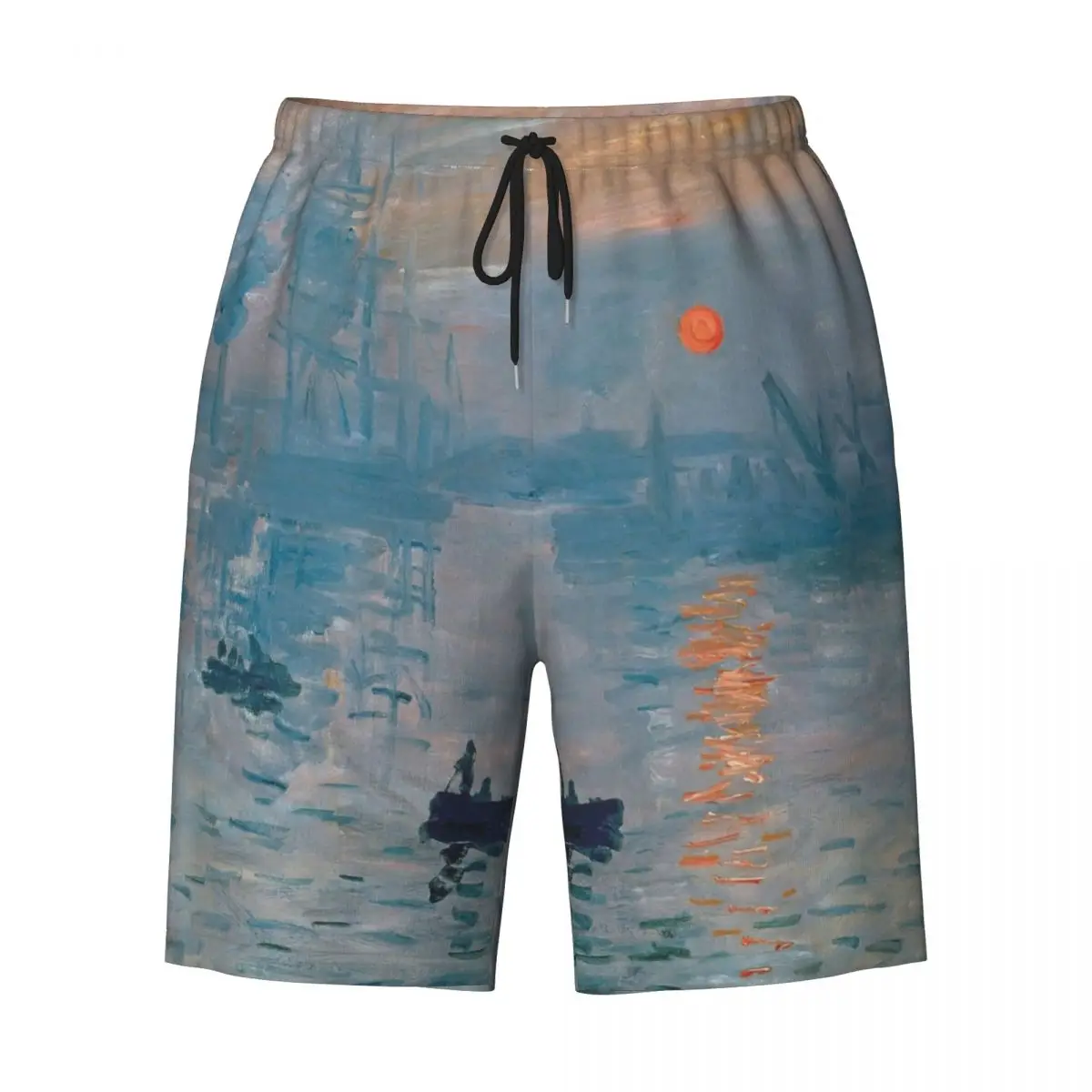 Impressie Sunrise Print Heren Zwembroek Snel Droog Badkleding Strandboard Shorts Claude Monet Painting Art Boardshort