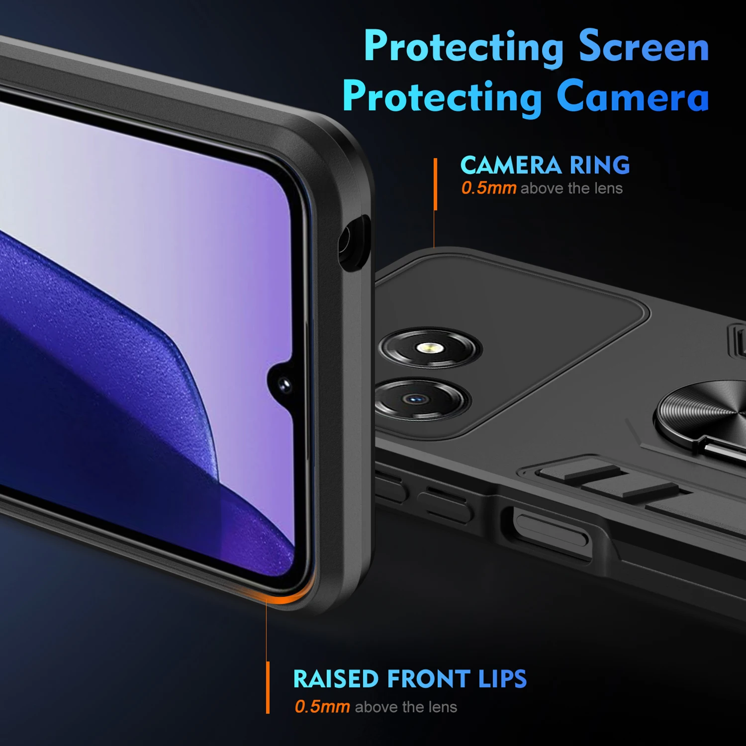 Military Grade Shockproof Case for ZTE Blade A36 A56 A76 4G Protective Cover Ring Stand Holder Fundas Coque view 5
