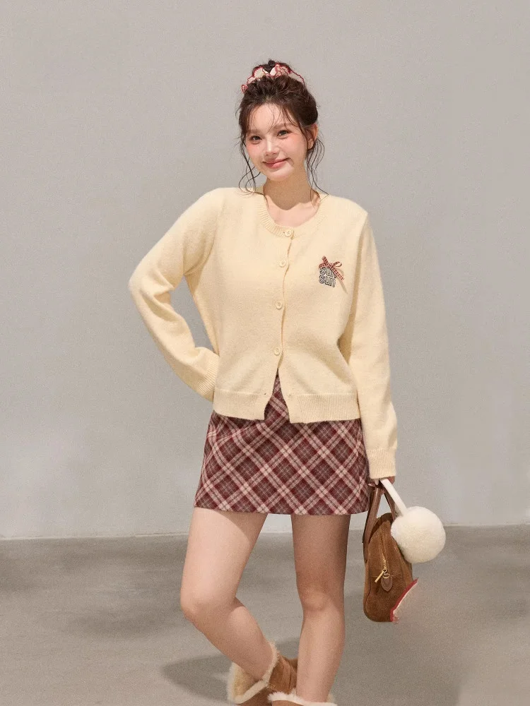 

Корейский трикотаж больших размеров, желтая юбка в горошек, комплект для похудения, юбка трапециевидной формы с высокой талией, длинная круглая юбка Ne