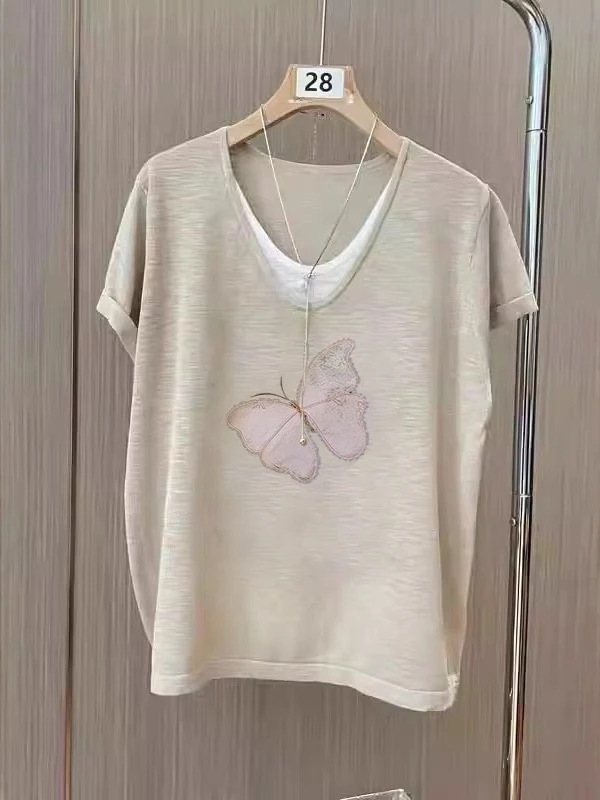 

Футболка больших размеров Fat MM 300 Pou V-Ne ort Sve, новая летняя повседневная женская футболка с принтом в Корейском стиле