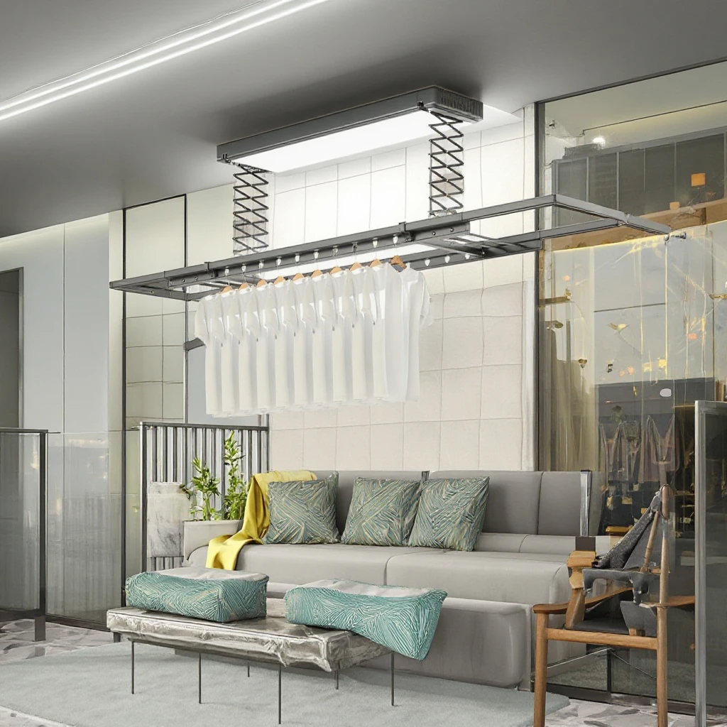 Rack de secagem de roupas elétrico com economia de espaço de venda quente para varanda de apartamentos