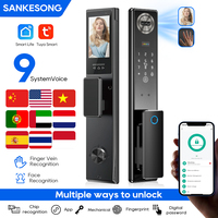 SANKESONG 3D Face Recognition Smart Door Lock,Palm Vein Recognition Video Smart Lock with Camera,Build-in WiFi,APP Control