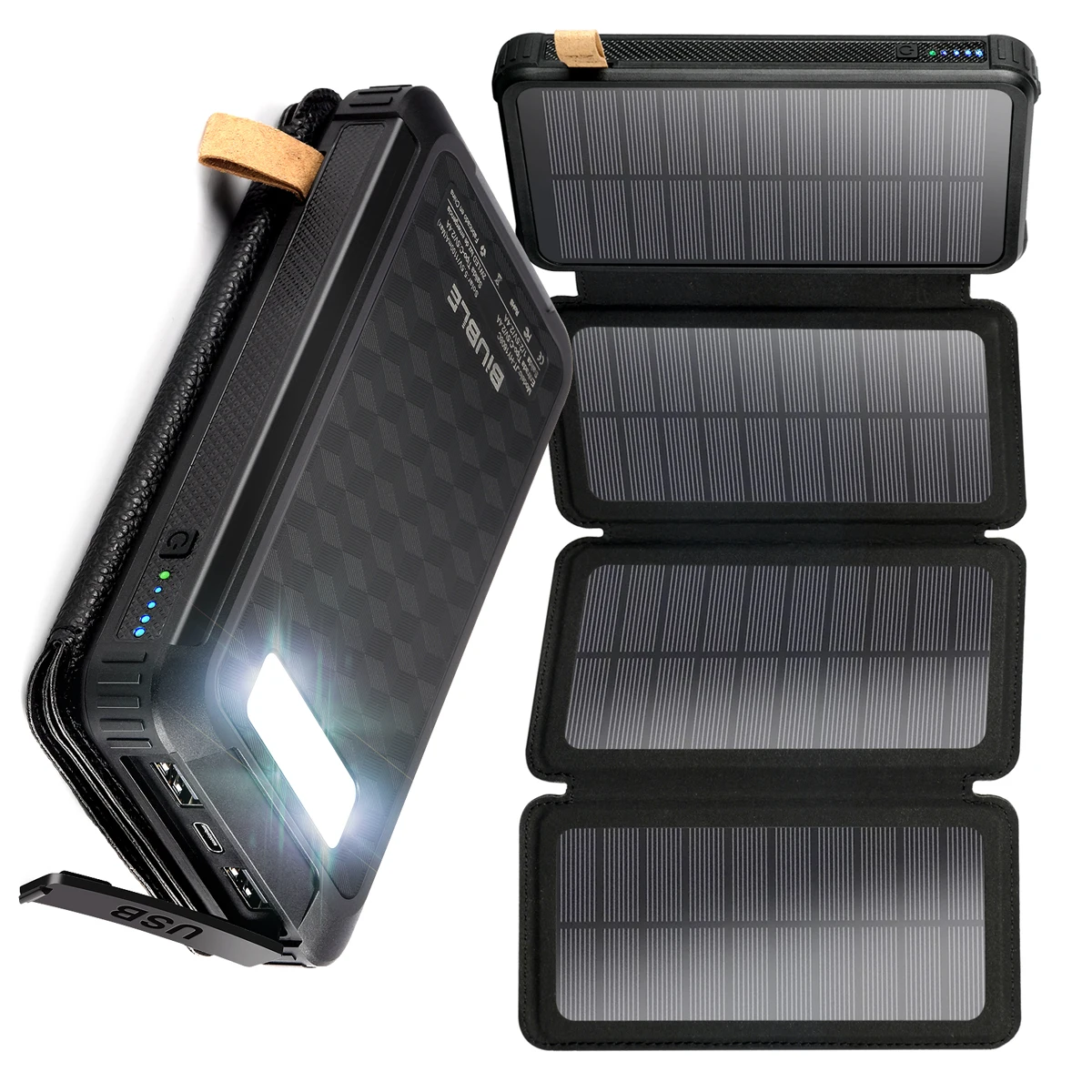 Wasserdichte Solar-Powerbank mit klappbaren Solarmodulen, 5 V 2 A USB-Ausgang, tragbare Outdoor-Camping-Sonnenkraft für Telefone, echte Kappe