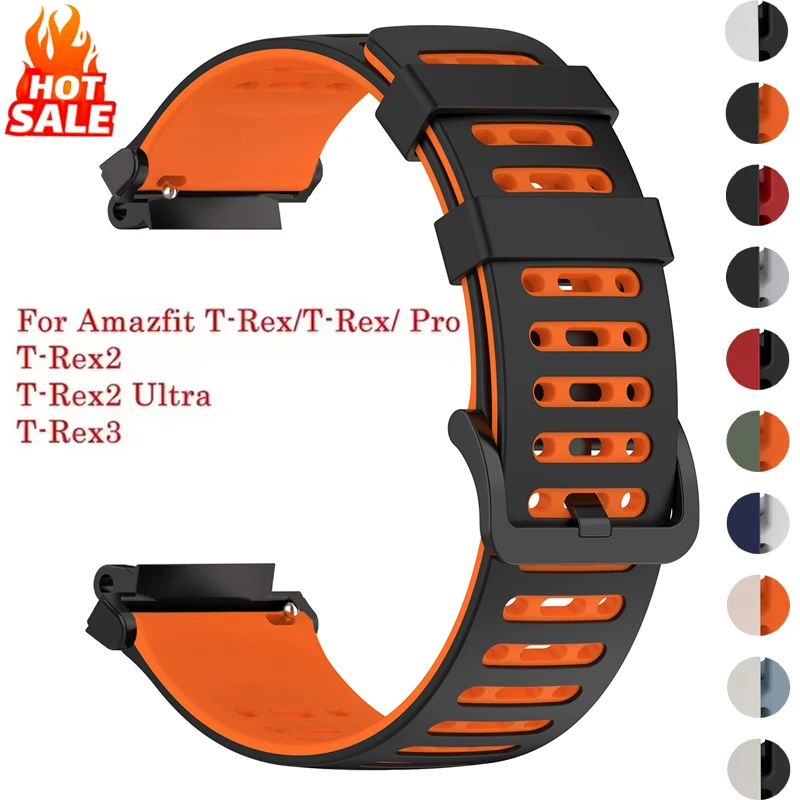 Atmungsaktives Silikonband für Huami Amazfit T-Rex 3 2, Handgelenk-Armband, buntes Armband für T-Rex/Pro Sport-Armband, Gürtelzubehör