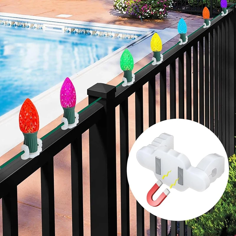 20Pack Strong Magnetic Christmas Light Clips Roof For C9 Socket, Roof Outdoor Outside Xmas String Rope Siding Fence