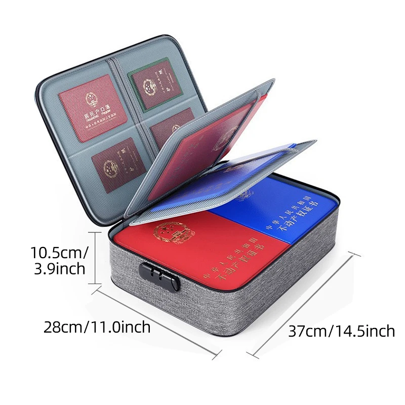 File Organizer Bags with Lock Waterproof Multi-Layer Portable Filing Storage for Important Passport Credential Legal Documents