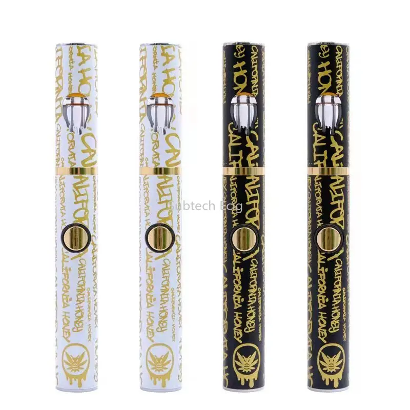 كاليفورنيا العسل Vape أقلام 380mah بطارية قابلة للشحن 1.0 مللي المرذاذ القرون السيراميك لفائف خراطيش السجائر الإلكترونية سميكة النفط