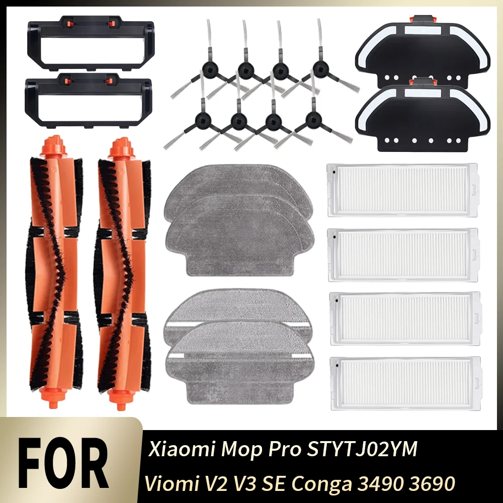 Components For Xiaomi Mi Robot Vacuum-Mop Pro STYTJ02YM Viomi V2 V3 SE Conga 3490 3690 Main Bristle Brush Mop Hepa Filter Spares