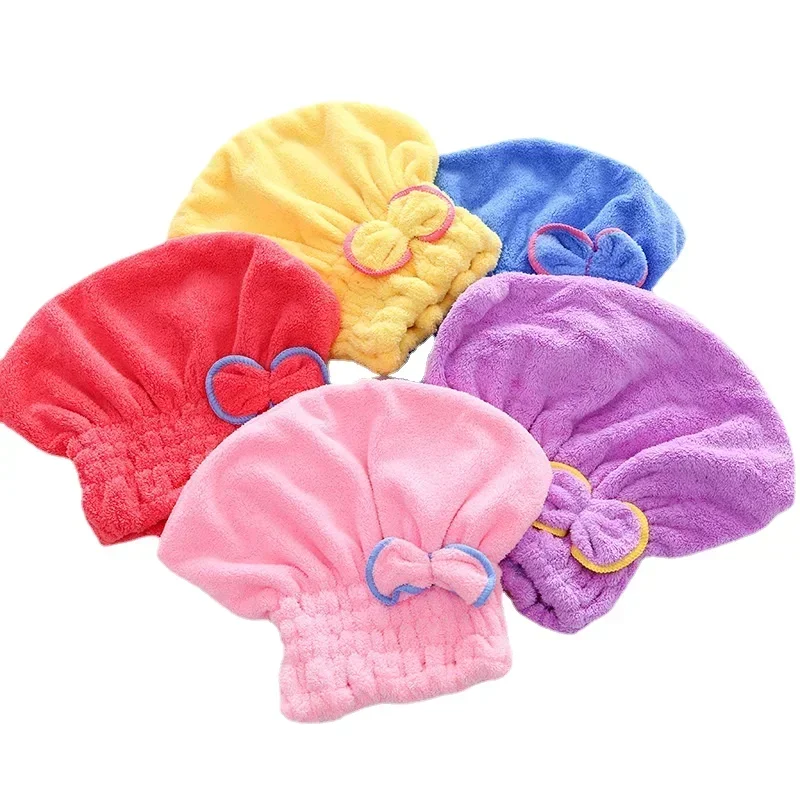 1pc Microfibre Bowknot Wrap Towel Quick Hair Drying Bath Towels Spa Bowknot Wrap Towel Hat Cap for Bathroom Accessories