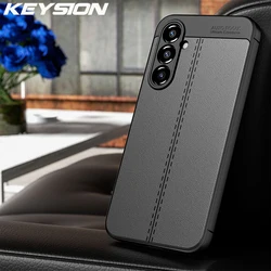 KEYSION Shockproof Case for Samsung A54 A34 A14 A55 A35 A15 A05S Leather Texture Silicone Phone Cover for Galaxy A56 A36 A26 5G