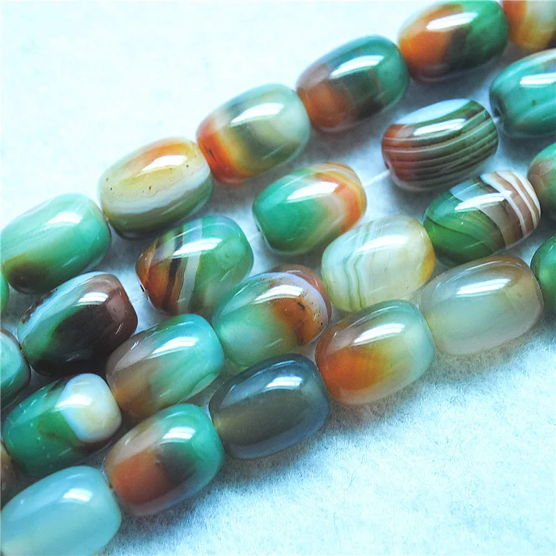 28PCS Natural Import Agate Stone Hot Double Colors Size 10X14MM DIY Jewelry For Women Bracelets Making Drum Shape