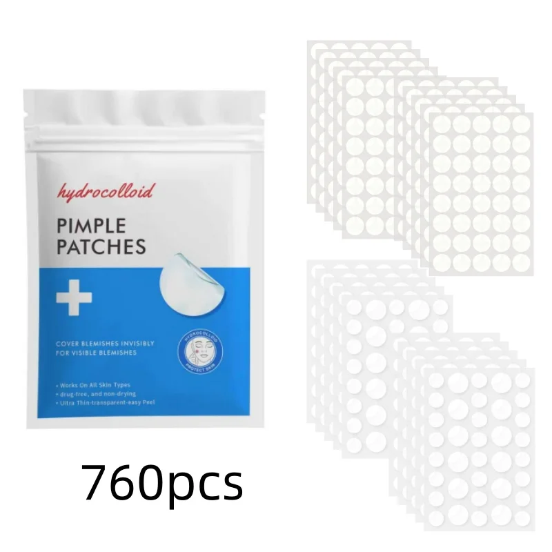 380/760pcs Hydrocolloid Pimple Patches, Invisible Round Spot Cover Stickers, 2 Patch Types, Day Night Use image 4