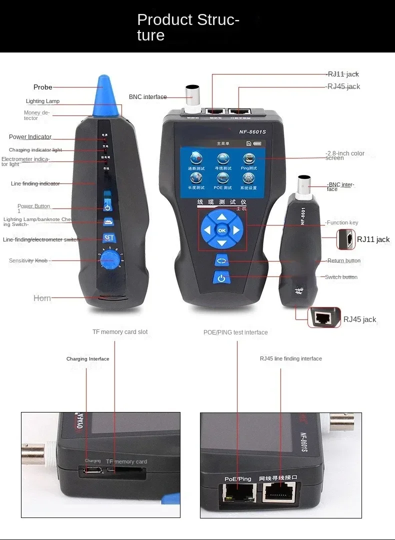 Line Finder NF-8601 Multi-Function Anti-Interference Network Line Finder Check Cable Breakpoint Cable Tester