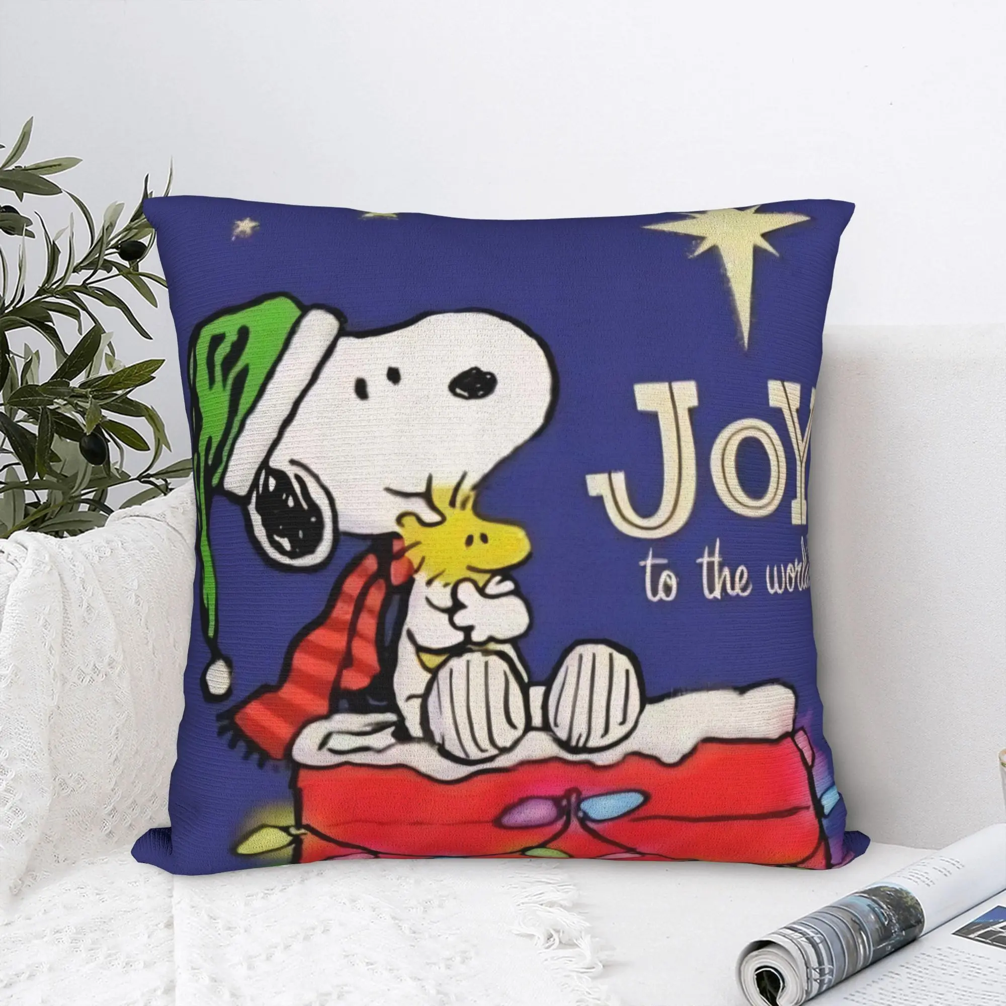 S-Snoopys Xmas Christmas Tree Square Pillow Case  Cushion Cover Awesome Zippered Decorative Pillowcase for Living Room 40x40cm